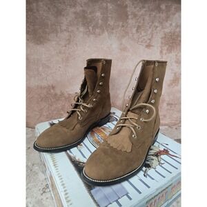 Cowtown Brown Leather‎ Kiltie Lace Up Western/ Cowboy Boots Size 13 D